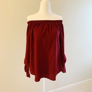 Crimson red off the shoulder top